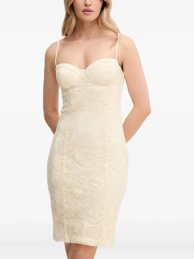 Guess Usa Lace-up Floral Dress In Neutral