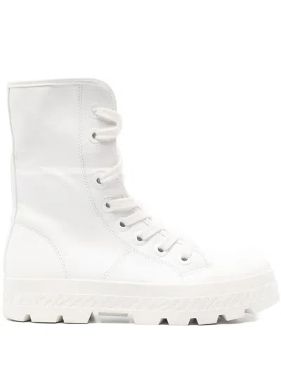 Guess Usa Lace-up Platform Combat Boots In White
