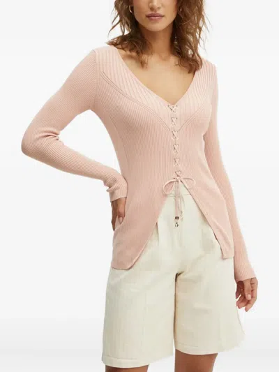 Guess Usa Lace-up Top In Pink
