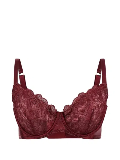 Guess Usa Lace-overlay Underwired Bra In Red