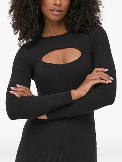 Guess Usa Lana Cut-out Ribbed-knit Mini Dress In Black