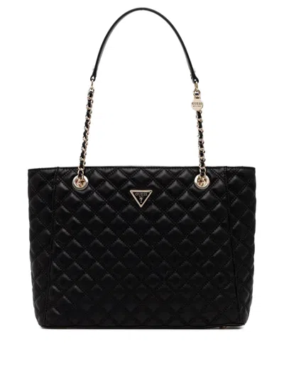 Guess Usa Large Giully Quilted Tote Bag In Black