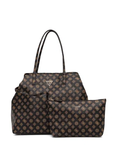 Guess Usa Large Vikky Tote Bag In Braun