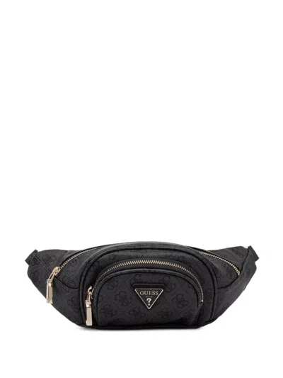 Guess Usa Latona Monogram-print Belt Bag In White
