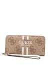 Guess Usa Laurel 4g Zip-around Wallet In Brown