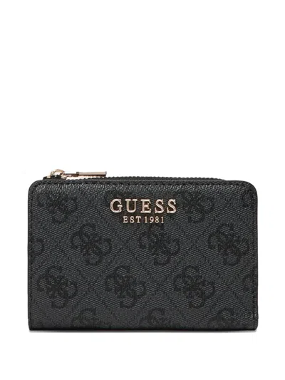Guess Usa Laurel 4g-logo Patterned Wallet In Black