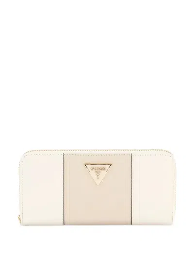Guess Usa Laurel Ii Logo-plaque Wallet In White