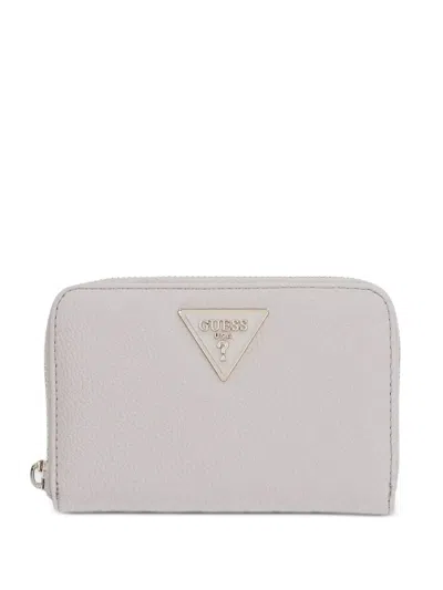 Guess Usa Laurel Logo-plaque Pebbled-effect Wallet In White