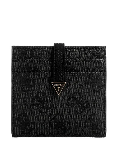 Guess Usa Laurel Logo-print Card Case In Black