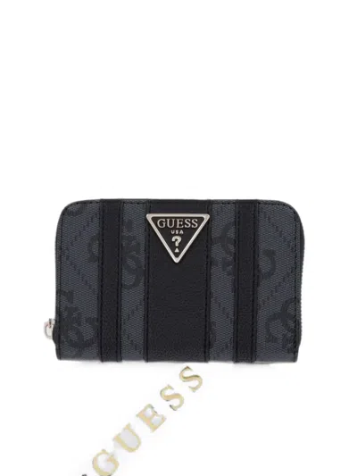 Guess Usa Laurel Logo-print Panelled Wallet In Gray