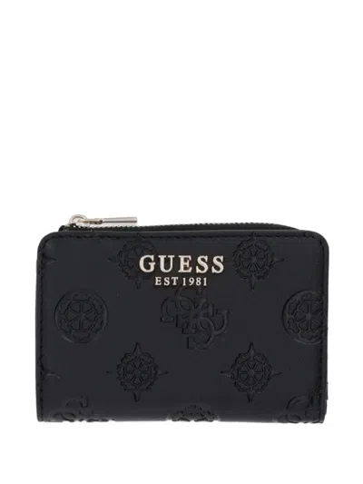 Guess Usa Laurel Peony Logo-embossed Bifold Wallet In White