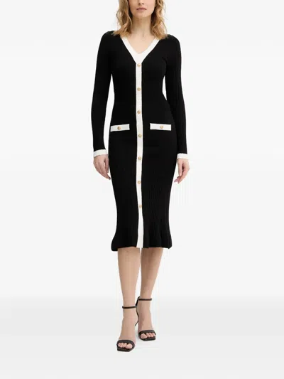 Guess Usa Laurel Ribbed-knit Midi Dress In Black