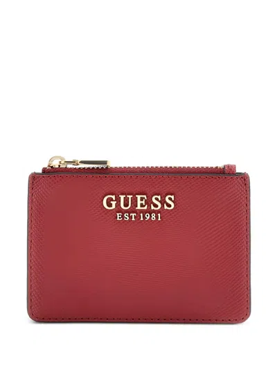 Guess Usa Laurel Saffiano Credit Card Holder In Brown