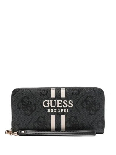 Guess Usa Laurel Zip-around Large Wallet In Black