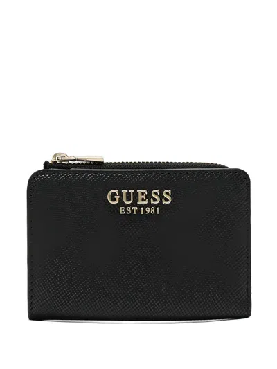 Guess Usa Laurel Zip-around Wallet In Black