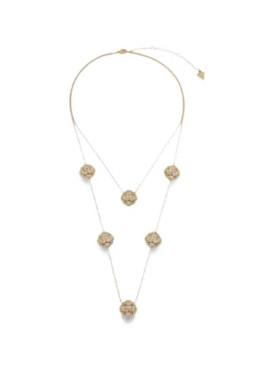 Guess Usa Leaf Embellished Necklace In Gold