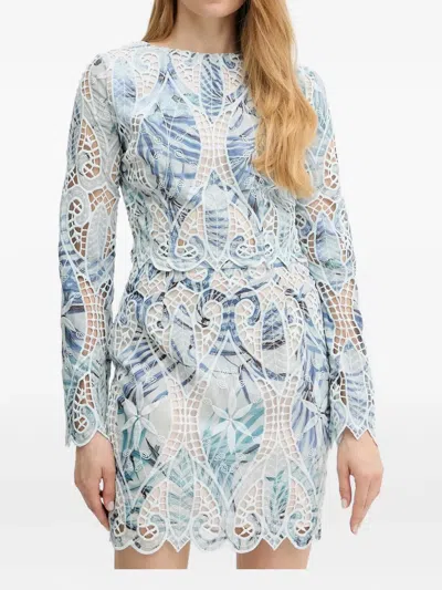 Guess Usa Leaf-print Embroidered Skirt In Multi