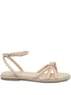 Guess Usa Leather Flat Sandals In Neutral