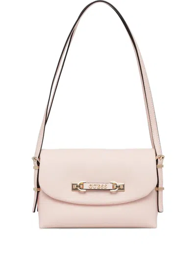Guess Usa Lefia Logo-plaque Shoulder Bag In Pink