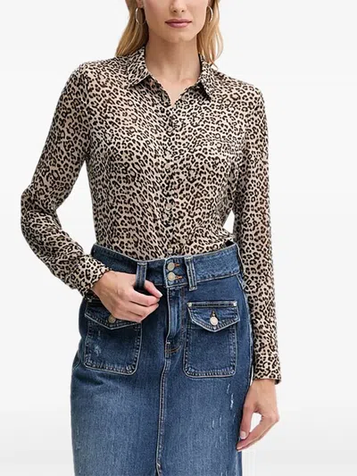 Guess Usa Leopard Print Button Shirt In Animal Print