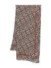 Guess Usa Leopard-print Scarf In Brown