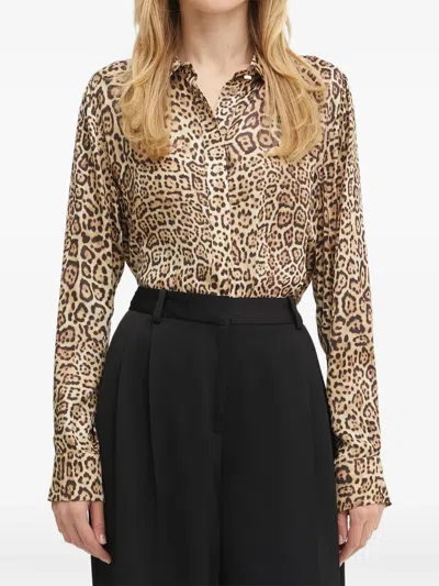 Guess Usa Leopard-print Shirt In Brown