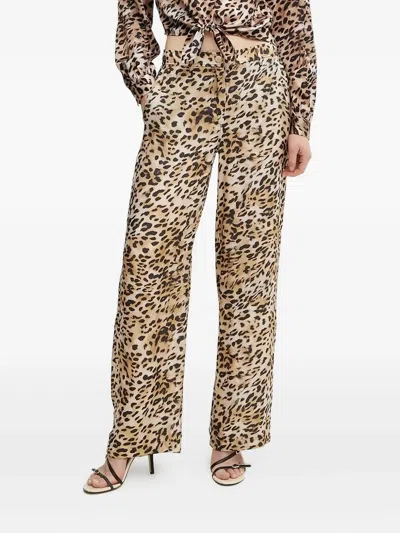 Guess Usa Leopard-print Trousers In Brown