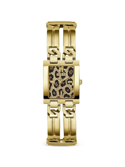 Guess Usa Leopard-pattern 28mm Watch In Gold