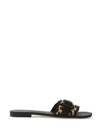 Guess Usa Leopard-print Flat Sandals In Neutral