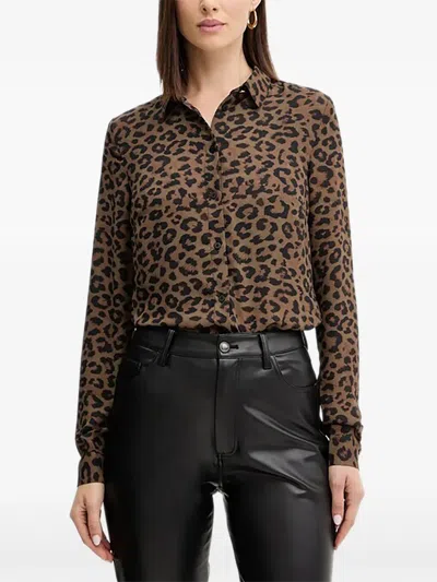 Guess Usa Leopard-print Shirt In Brown