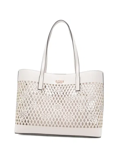 Guess Usa Letty Cutout Tote Bag In White