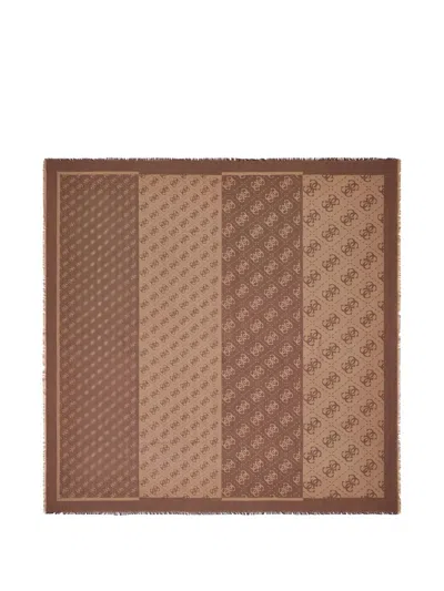 Guess Usa Lindsey Kefiah Logo-jacquard Scarf In Brown
