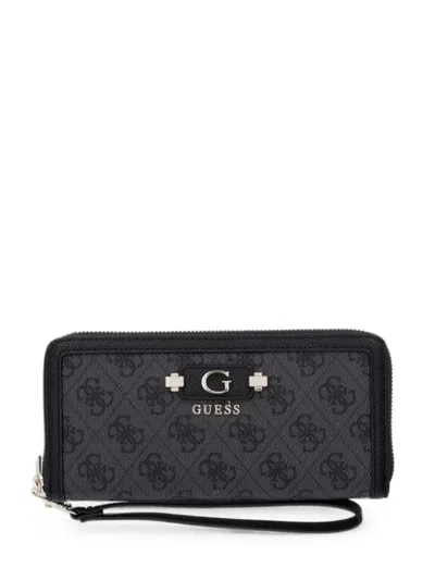 Guess Usa Lindsey Logo-plaque Wallet In Black