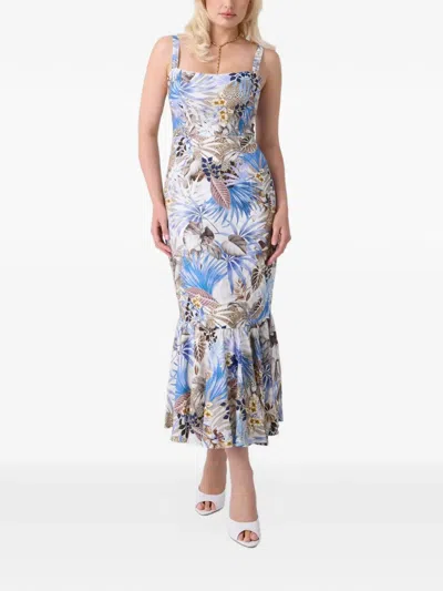 Guess Usa Linen-blend Dress In Multi
