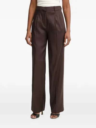 Guess Usa Linen-blend Pants In Brown