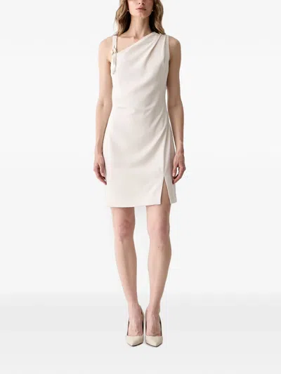 Guess Usa Livia Buckle-detail Asymmetric Mini Dress In Neutral
