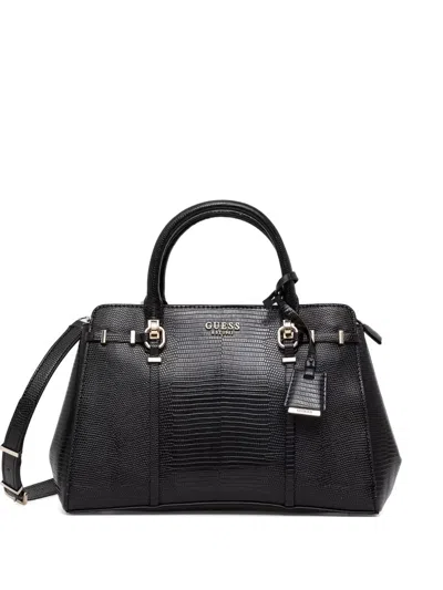 Guess Usa Lizard-effect Tote Bag In Black