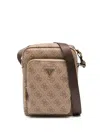 Guess Usa Monogram Messenger Bag In 褐色
