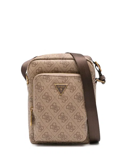 Guess Usa Monogram Messenger Bag In 褐色
