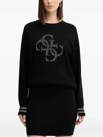 Guess Usa Logo-appliqué Sweater In Black