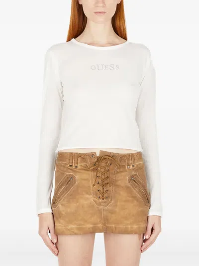 Guess Usa Logo-appliqué T-shirt In White