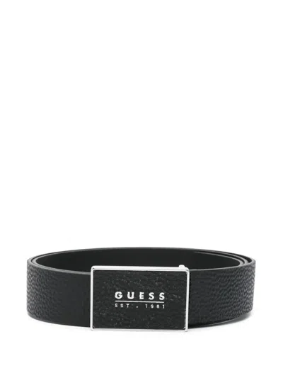 Guess Usa Logo-buckle Belt In Black