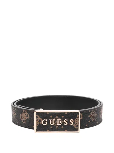 Guess Usa Logo-buckle Belt In Black