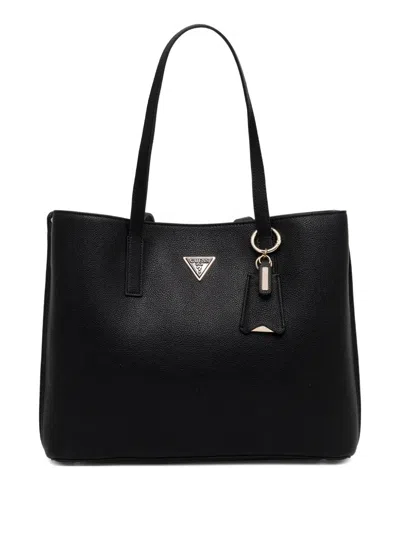 Guess Usa Logo Charm Tote Bag In Black