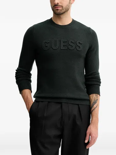 Guess Usa Logo Crew-neck Sweater In Green