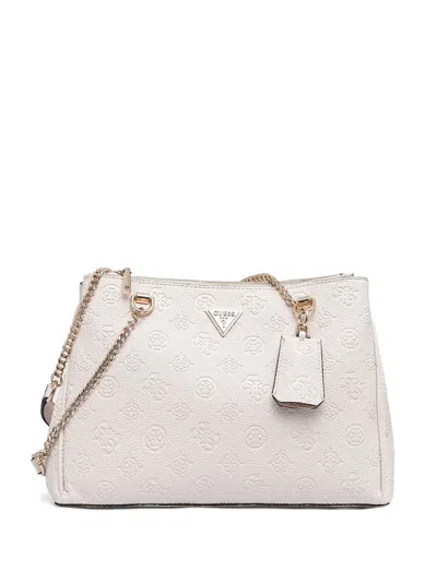 Guess Usa Logo-debossed Shoulder Bag In White