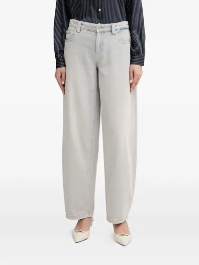 Guess Usa Logo-detail Cotton Jeans In Gray