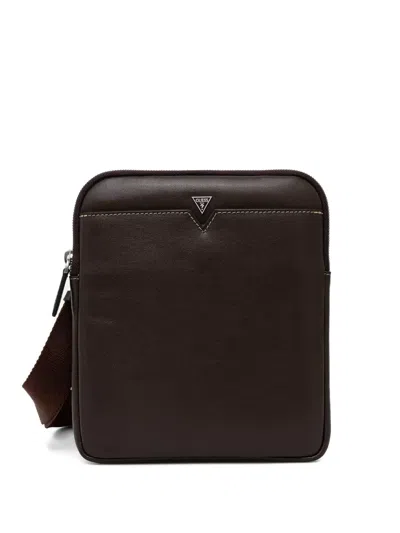 Guess Usa Logo-detail Messenger Bag In Brown