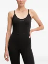 Guess Usa Logo-embellished Flared Jumpsuit In Black