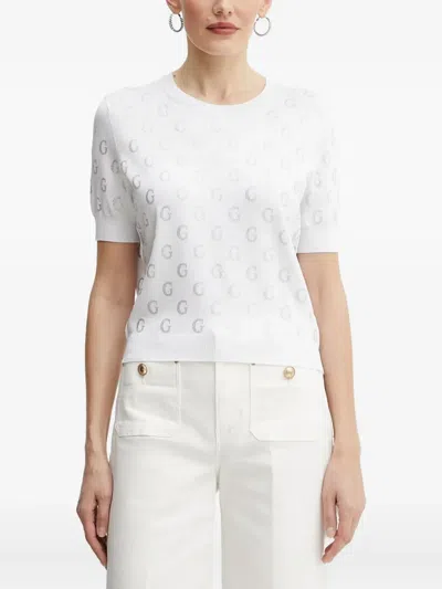 Guess Usa Logo-embellished Short-sleeves Top In White